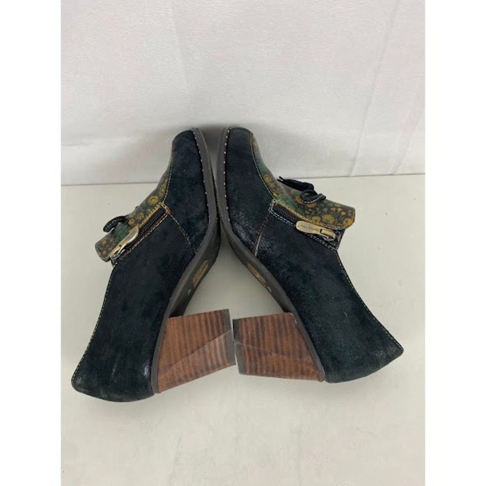 L'Artiste Spring Step Studalena Black Floral Leather Tassel Booties Size 40 - Picture 5 of 9
